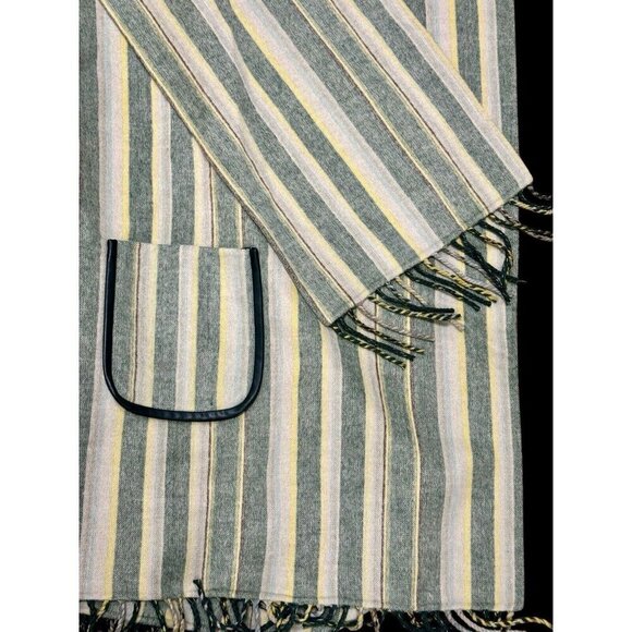 Jonathan Simkhai Sz S Poncho Cypress Green Stripe Scarf Coat Cape Luxury Western - Picture 4 of 7